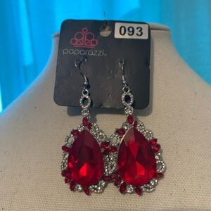 Red Crystal with Rhinestone Earrings. And. Ring